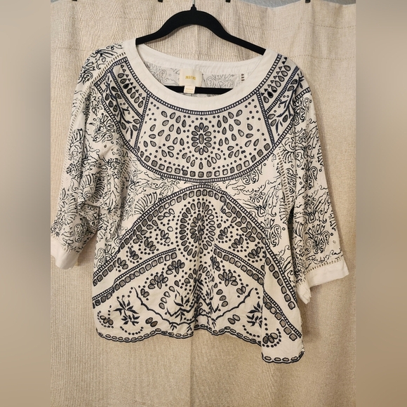 Maeve Tops - Maeve by Anthropology Navy/WHITE top. Detailed- sz M p2p 21